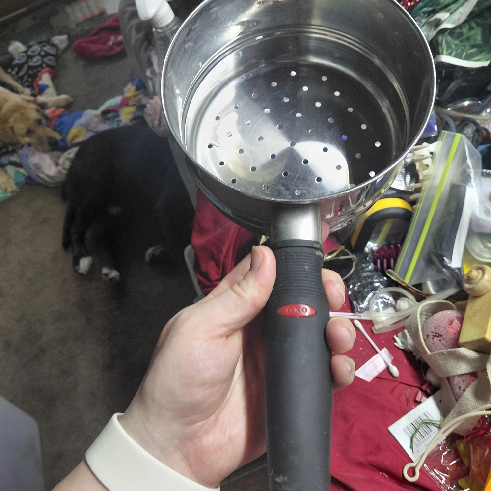 Oxo Black-Handled Stainless Steel Perforated Serving Scoop